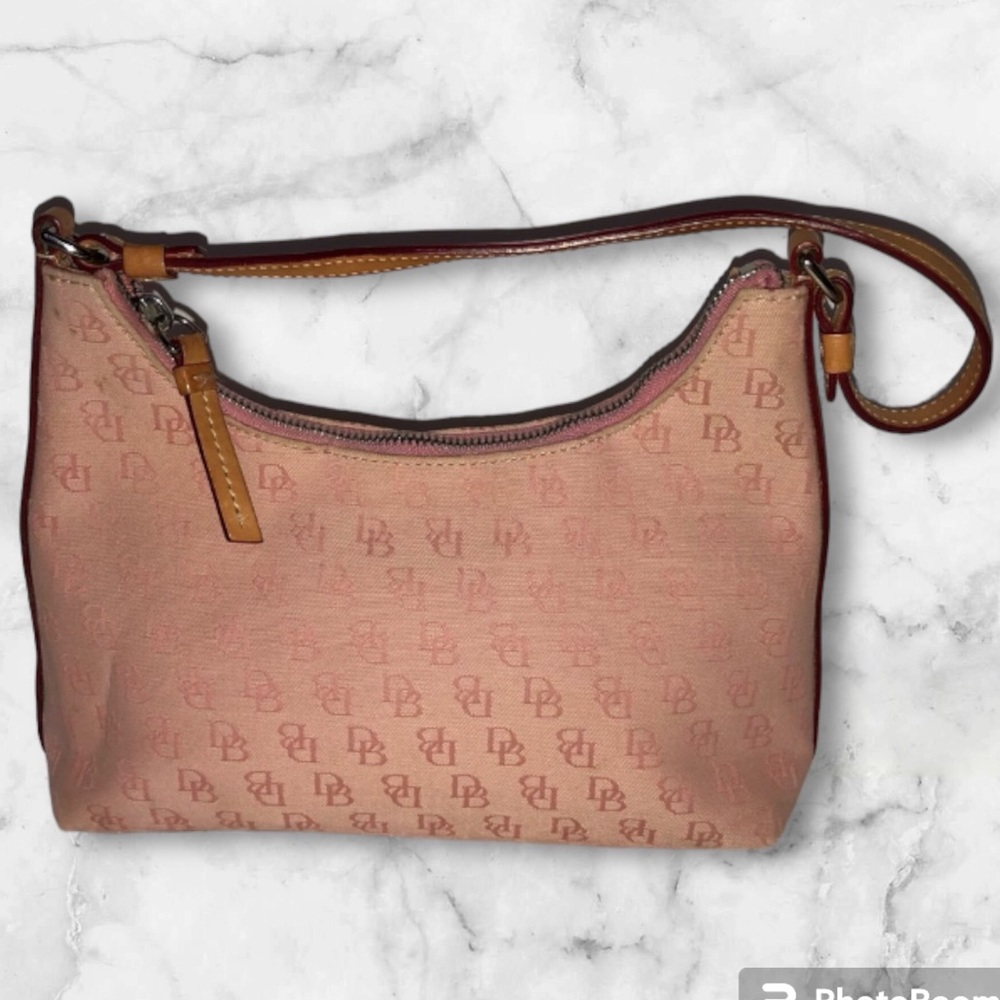 Dooney & Bourke Mini Short Shoulder Bag Soft Pink Logo Print Small hobo GUC